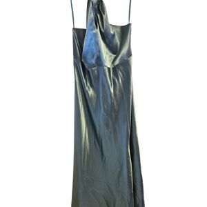 Birdy Grey Satin Sash  Neck Maxi Dress in Teal